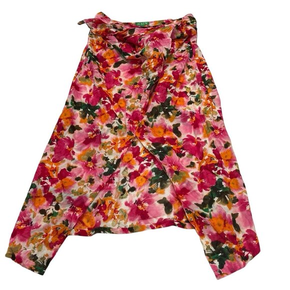 J Crew Womens Voile Sarong Skirt Womens M Bright Floral Asymmetrical Coverup - Picture 1 of 9